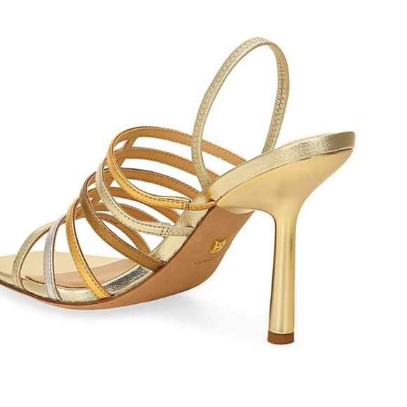 ‼️NWT $375.00 Veronica Beard Aldridge Metallic Leather Slingback Sandals - Picture 4 of 12